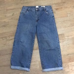 Stretchy Wide Leg Blue Jeans